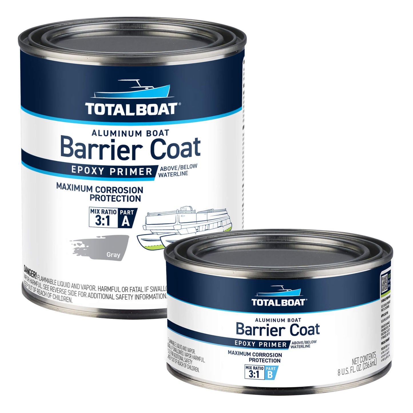 TotalBoat Aluminum Boat Barrier Coat Epoxy Primer Quart Kit Gray