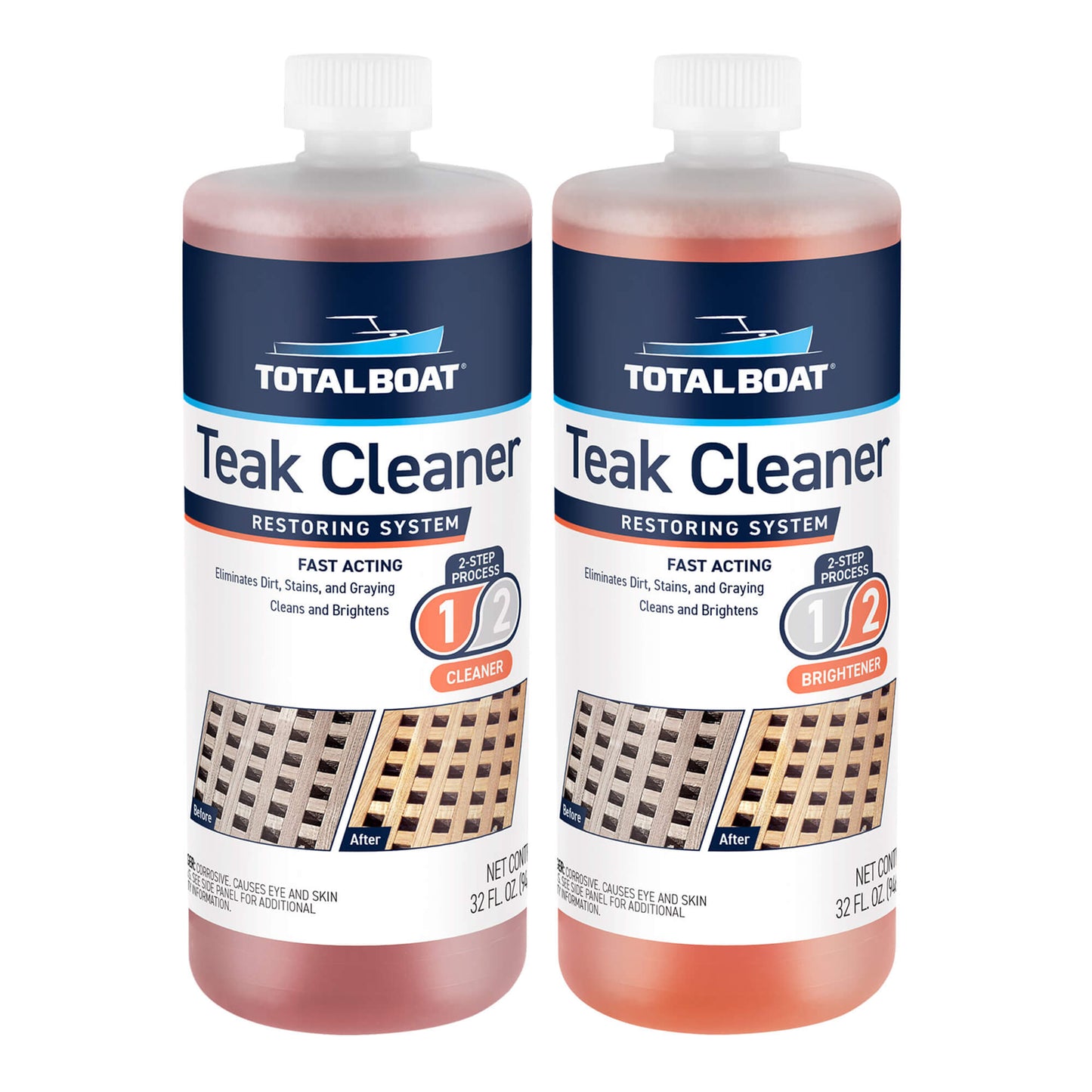 TotalBoat 2-Part Teak Wood Cleaner and Brightening System