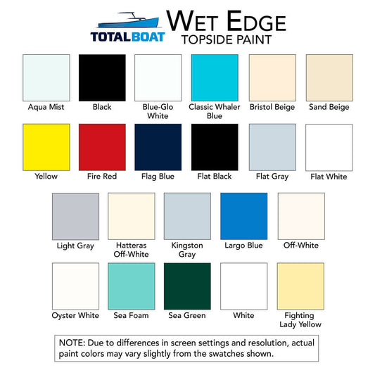 TotalBoat Wet Edge Topside Paint Color Chart