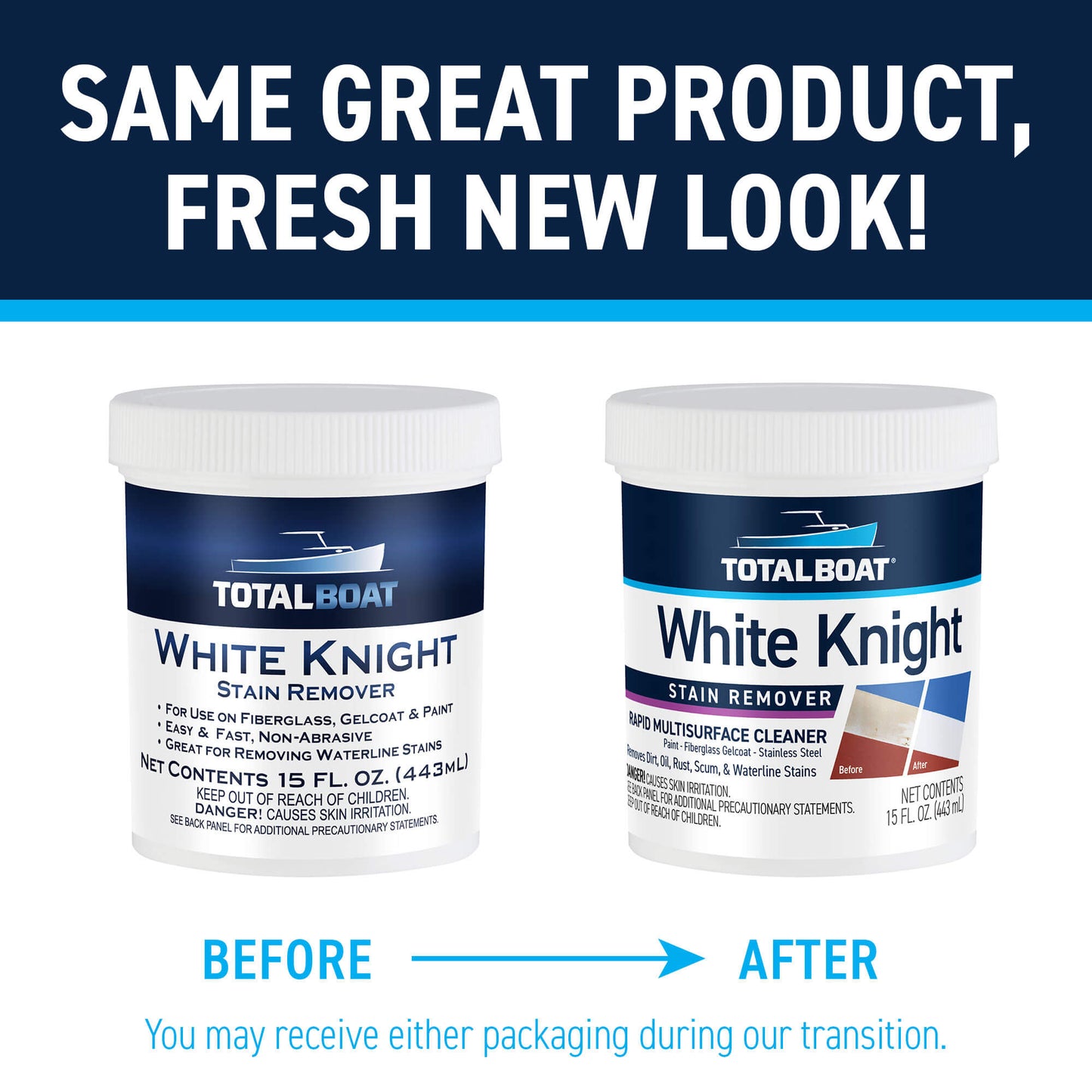 TotalBoat White Knight Fiberglass Stain Remover: Same Great Product, Fresh New Look!