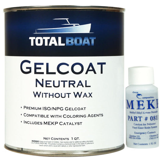 Neutral Gelcoat - No Wax - Half Pint with 15cc Hardener (MEKP)